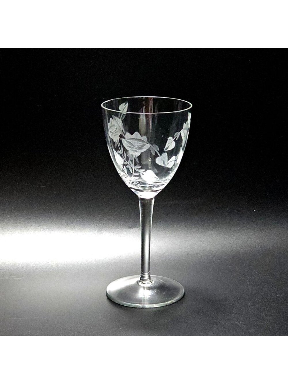 Toscany Frosted Floral Wine Glass 6.5" etched flower vintage decorative